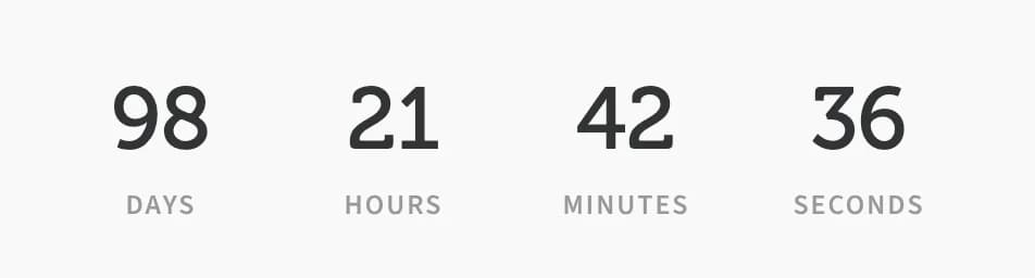 A countdown timer showing days, hours, minutes and seconds counting down